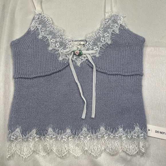 For Love And Lemons Lavender Lace Trim Tank Top - Picture 2 of 5